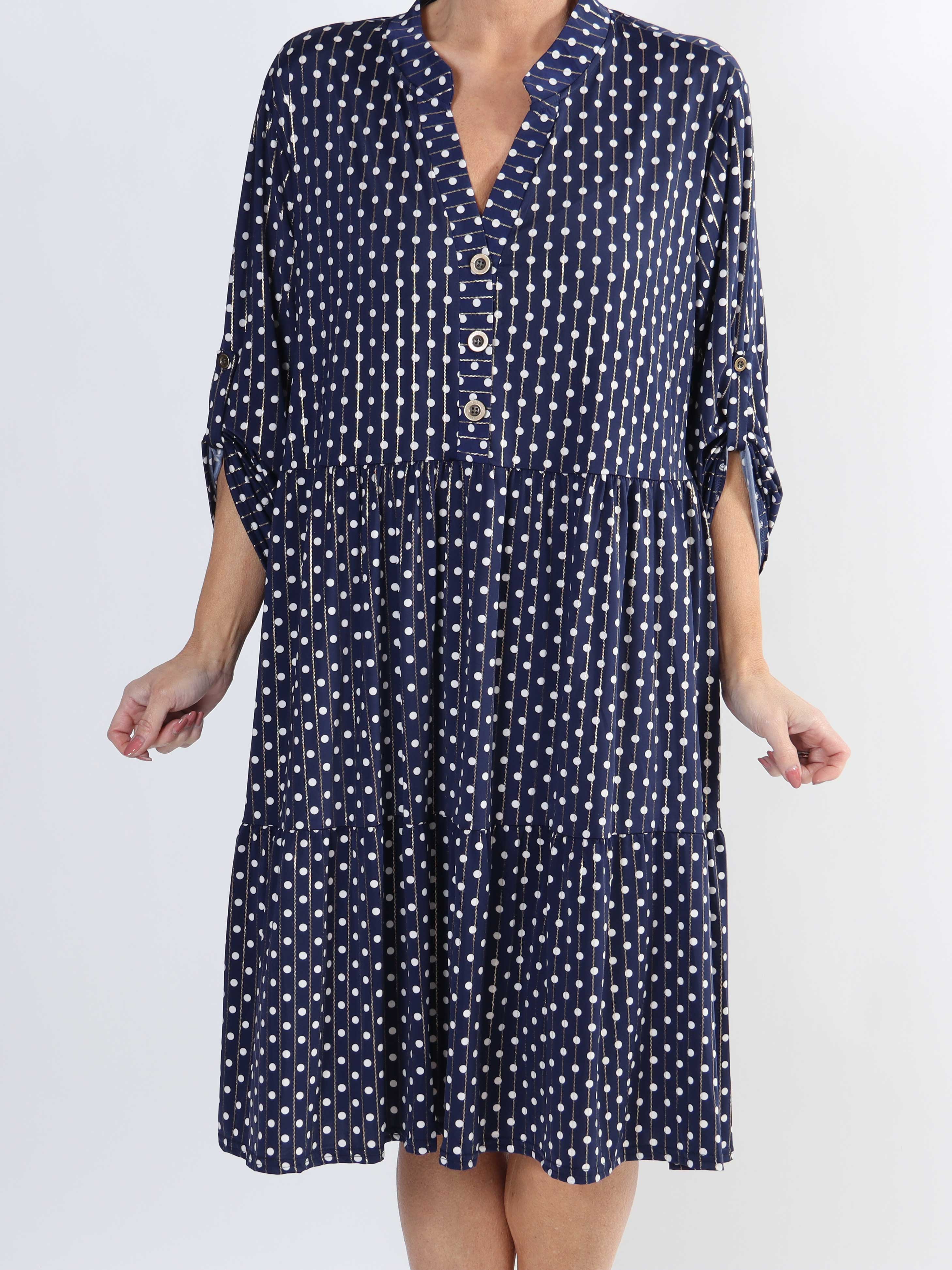 Milano Dot Midi - Plus size kjole med prikker og lag på lag look